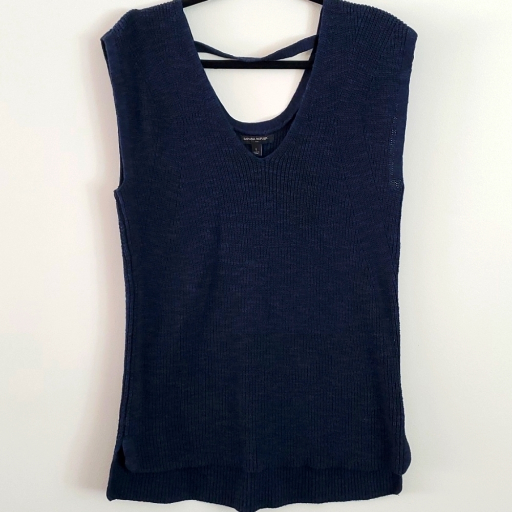 Banana Republic Blue Knitted Sleeveless Top